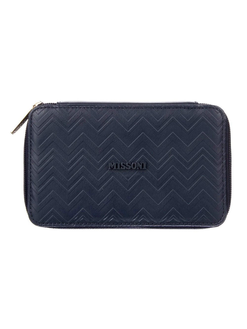 Missoni Exclusive Delta One Cosmetic Bag Travel Case Pouch Blue Chevron Zipper
